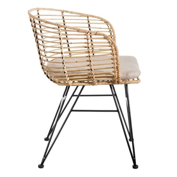 Silla de Ratán Natural y Metal con Cojín Tapizado - Imagen 4