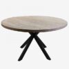 Mesa de Comedor Redonda en Madera Natural con Pie Metálico