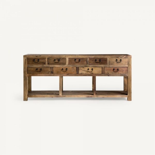 Consola de Madera Reciclada con Ocho Cajones