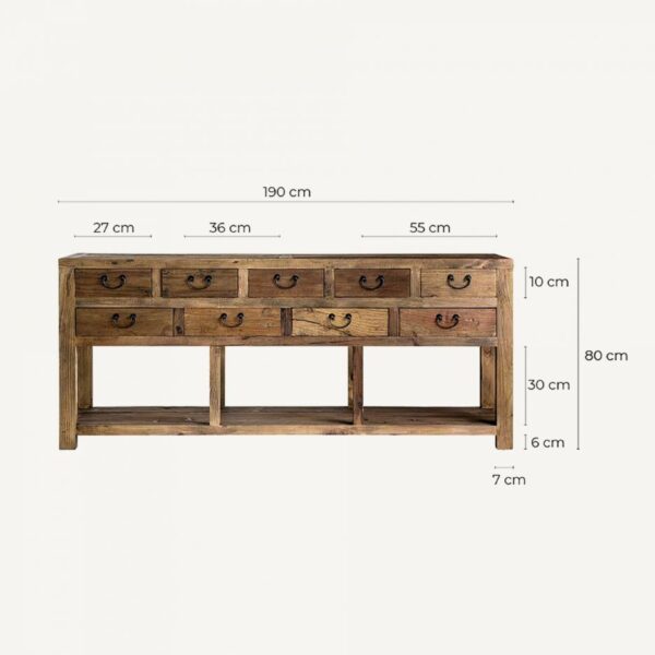 Consola de Madera Reciclada con Ocho Cajones - Imagen 6