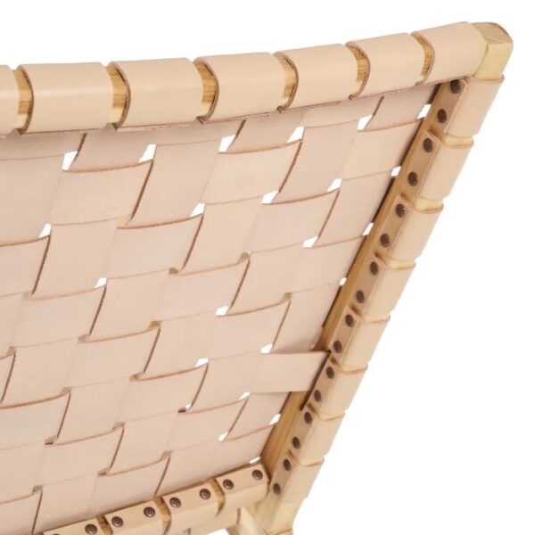 Sillón de Teka y Piel Beige de Diseño Artesanal - Imagen 5