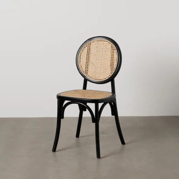 Silla de Madera y Ratán con Acabado Negro - Imagen 7