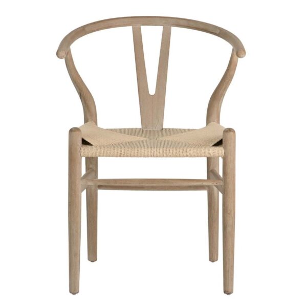 Silla de Madera Natural Grisáceo y Asiento Trenzado