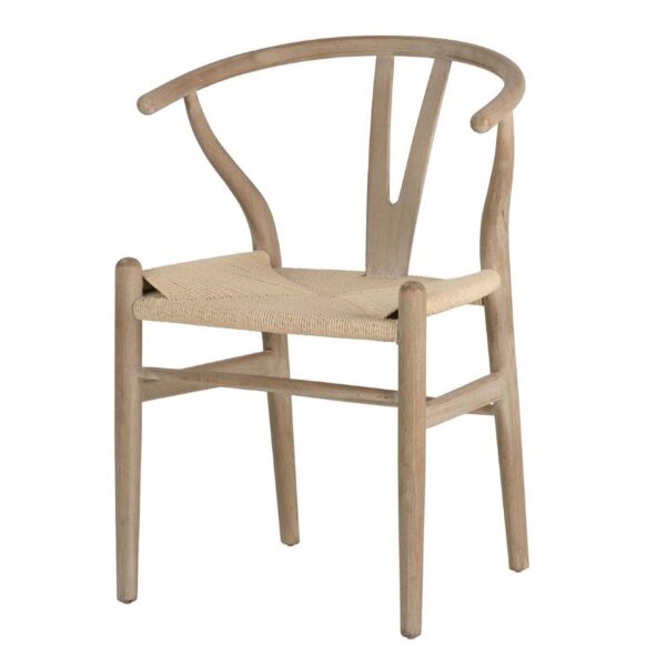 Silla de Madera Natural Grisáceo y Asiento Trenzado - Imagen 2