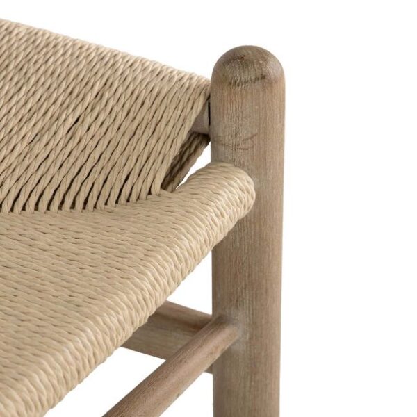 Silla de Madera Natural Grisáceo y Asiento Trenzado - Imagen 6