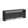 Mueble de TV de Roble Oscuro con Diseño Curvo y Tiradores Metálicos