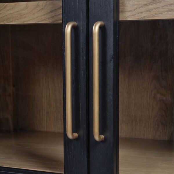 Vitrina de Roble Negro con Puertas de Cristal y Diseño Arqueado - Imagen 4