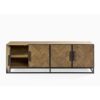 Mueble de TV de Roble con Diseño en Espiga y Base Metálica - Imagen 2