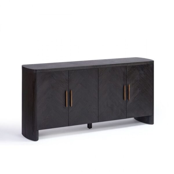 Aparador de Roble Oscuro con Diseño en Espiga y Detalles en Latón - Imagen 2