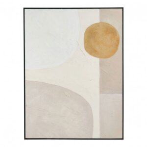 Cuadro Decorativo Abstracto en Relieve con Tonos Arena y Blanco