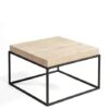Mesa Auxiliar Cuadrada en Roble Blanqueado y Metal Negro