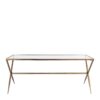 Mesa de Comedor Rectangular en Latón Dorado y Cristal de 185 cm