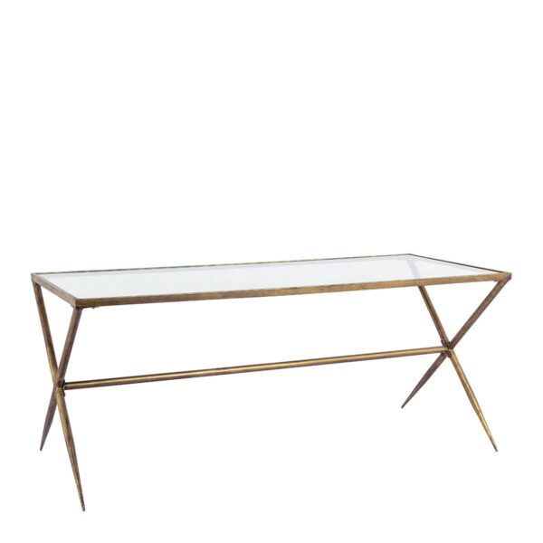 Mesa de Comedor Rectangular en Latón Dorado y Cristal de 185 cm - Imagen 2