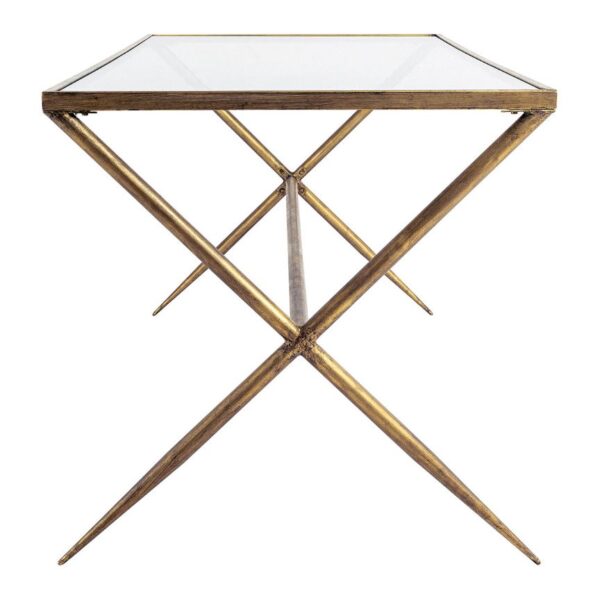 Mesa de Comedor Rectangular en Latón Dorado y Cristal de 185 cm - Imagen 3